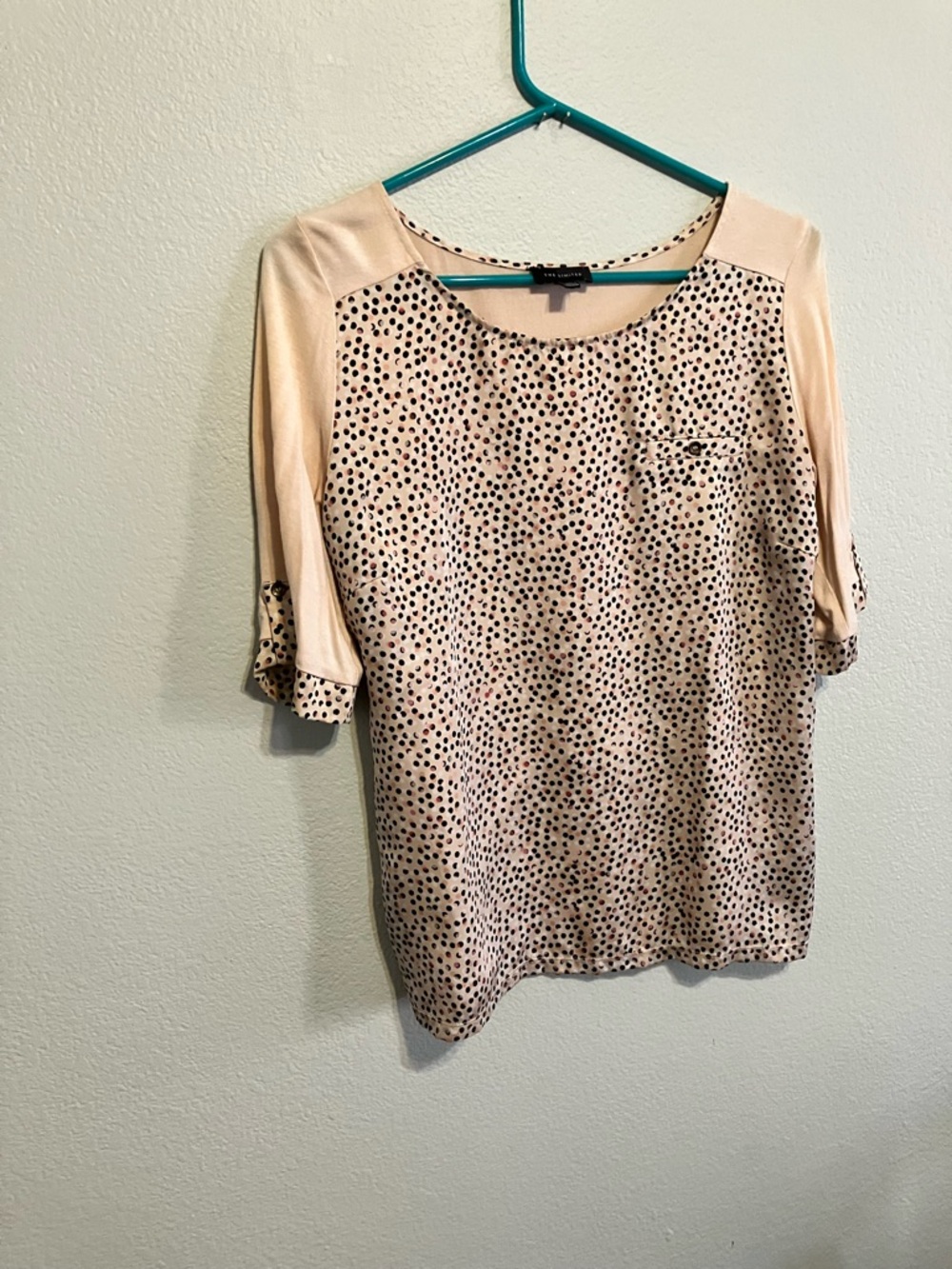 The Limited Black Small Dots and Cream/Tan Color Top